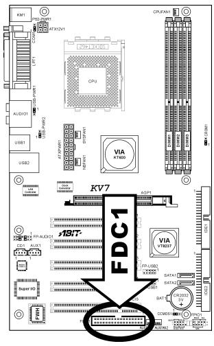 ABIT KV7 - (11). Floppy Disk Drive Connector - 1