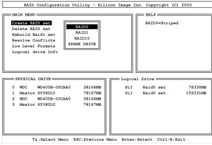 ABIT KV8-MAX3 - Option 1 Create RAID set - 1