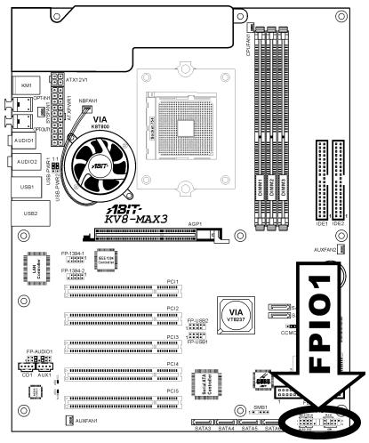 ABIT KV8-MAX3 - (5). Front Panel Switches & Indicators Headers - 1