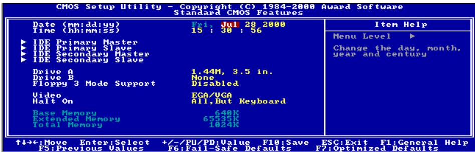 ABIT SE6R2 - 3-2. Standard CMOS Features Setup Menu - 1