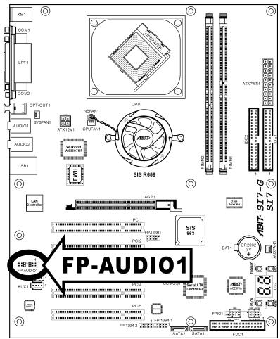 ABIT SI7 - (4). Front Panel Audio Connection Header [FP-AUDIO1] - 1
