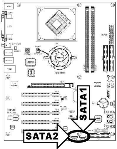 ABIT SI7 - (13). Serial ATA Connectors [SATA1, SATA2] - 1
