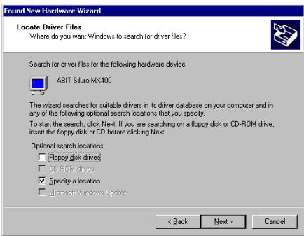 ABIT SILUROMX - Click the "Search for a suitable driver for my device [recommended]" option, and then click "Next". - 1