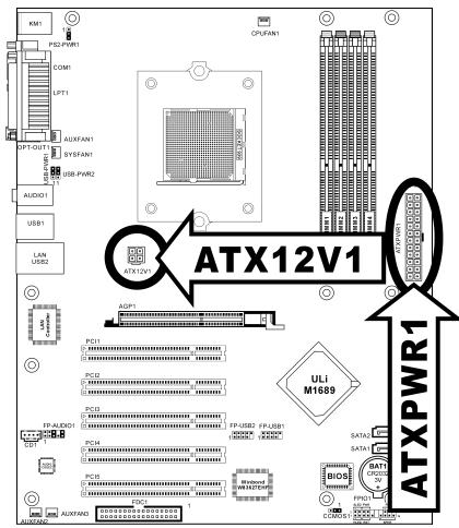 ABIT UL8 - (1).ATX Power Input Connectors - 1