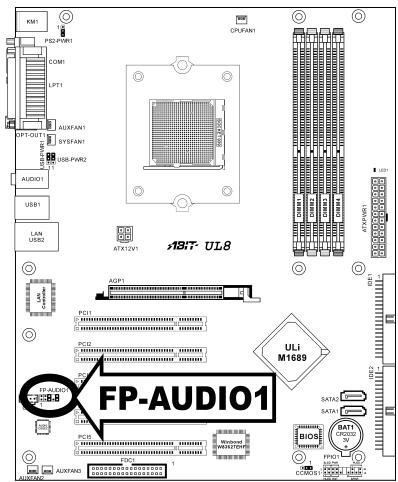 ABIT UL8 - (7). Front Panel Audio Connection Header - 1