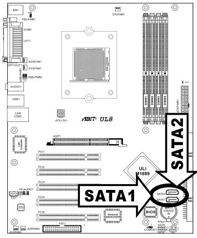 ABIT UL8 - (11). Serial ATA Connectors - 1