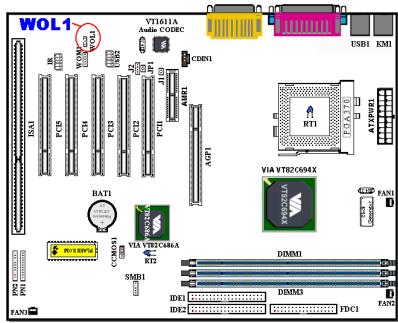 ABIT VH6 - WOL1: connecteur wake on LAN - 1