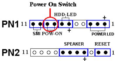 ABIT VH6 - PN1 (pin 8-9): connecteur power on - 1