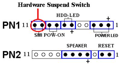 ABIT VL6 - PN1 (Pin 10-11): Hardware Suspend Switch (SMI Switch) Header - 1