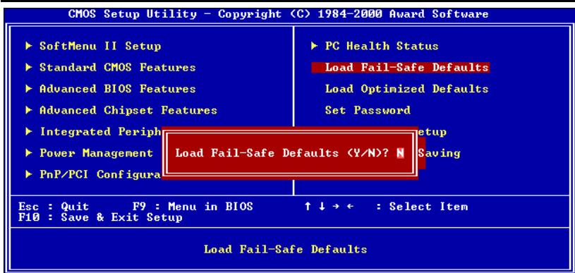 ABIT VL6 - 3-9. Load Fail-Safe Defaults - 1