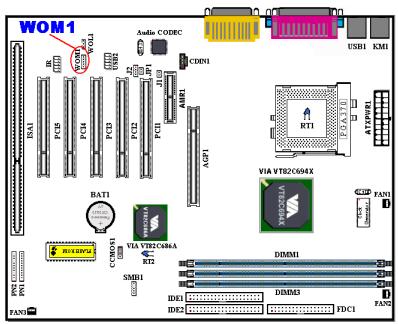 ABIT VL6 - WOM1: Wake On Modem Header - 1