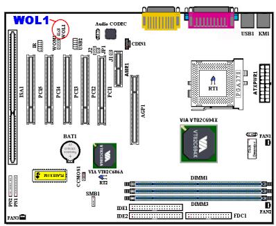 ABIT VL6 - WOL1: Wake on LAN Header - 1