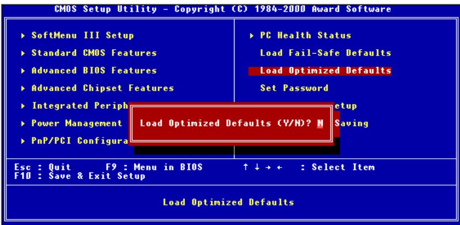 ABIT VP6 - 3-10. Load Optimized Defaults - 1