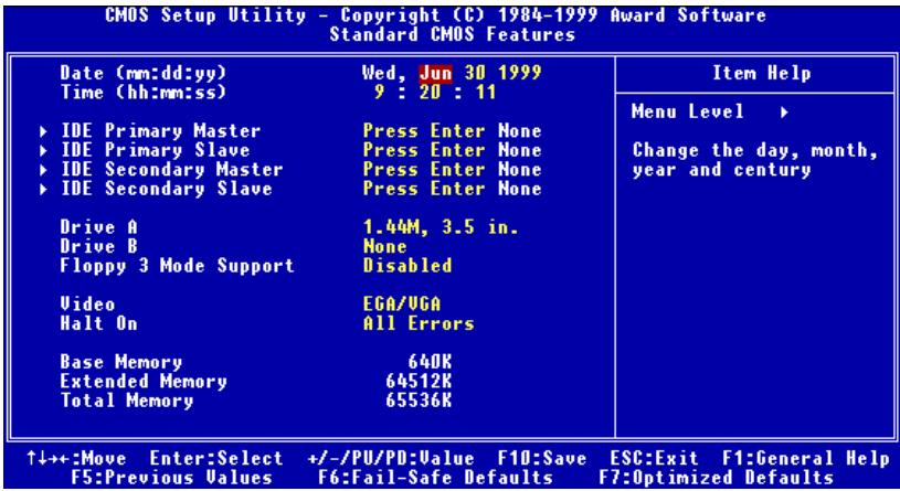 ABIT VT6X4 - 3-2. Standard CMOS Features Setup Menu - 1