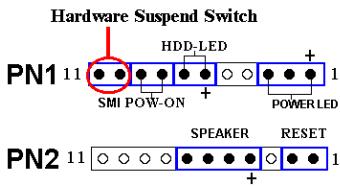 ABIT VT6X4 - PN1 (Pin 10-11): Hardware Suspend Switch (SMI Switch) Header - 1