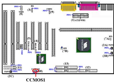 ABIT VT6X4 - CCMOS1: CMOS Discharge Jumper - 1