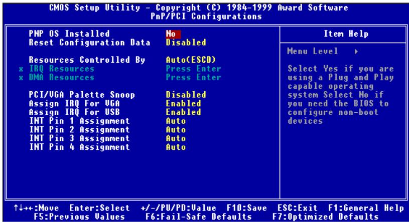 ABIT VT6X4 - 3-7. PNP/PCI Configurations Setup Menu - 1