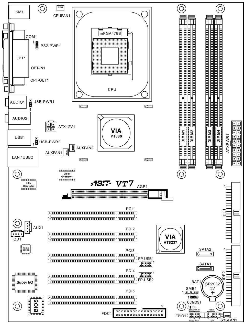 ABIT VT7 - 1-2. Layout Diagram - 1