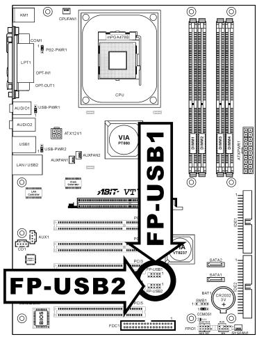 ABIT VT7 - (6). Additional USB Port Headers - 1