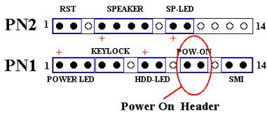 ABIT WX6 - PN1 (Pin 10-11): Power on Switch Header - 1