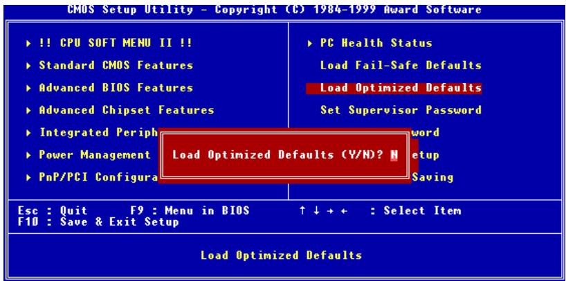 ABIT WX6 - 3-10. Load Optimized Defaults - 1