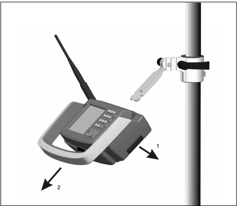 TRIMBLE S SERIES TOTAL STATION - Detaching the Trimble Robotic Holder from the Rod - 1