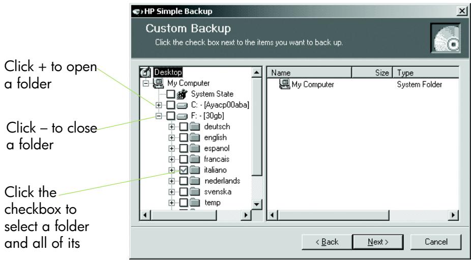 COMPAQ DVD WRITER - Select the files that you want to back up. - 1