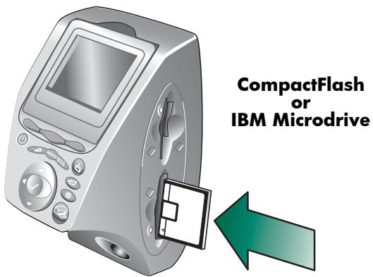COMPAQ PHOTOSMART 1315 - To insert a CompactFlash or IBM Microdrive memory card: - 1