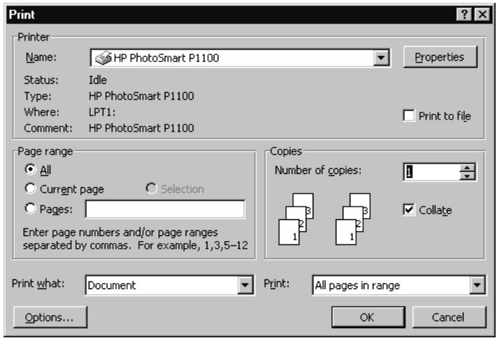 COMPAQ PHOTOSMART P1000 - To print from a software application: - 1