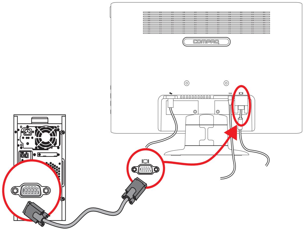 COMPAQ Q2009 - Connecting the VGA (Analog) Cable - 1