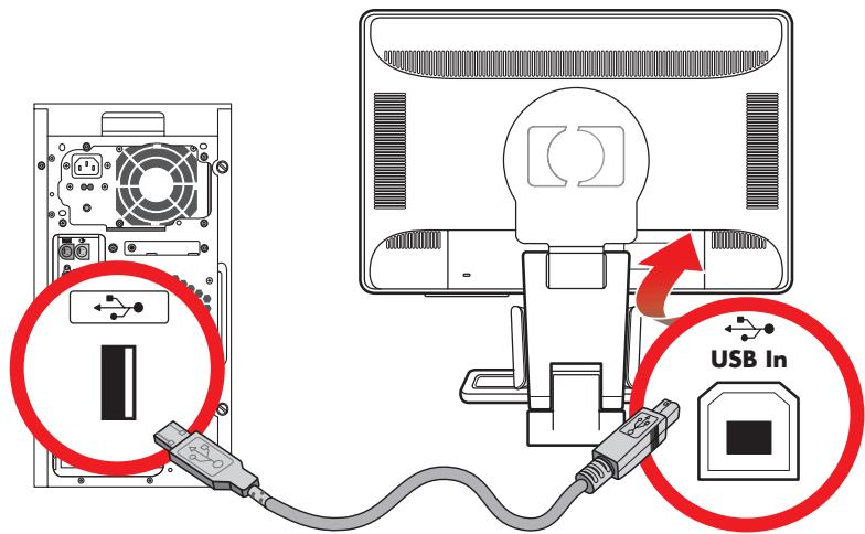 COMPAQ W1907 - Connecting the USB Hub Cable - 1