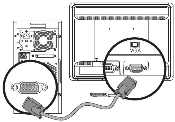 COMPAQ W1907 - Connecting the VGA (Analog) or DVI-D (Digital) Cable - 1