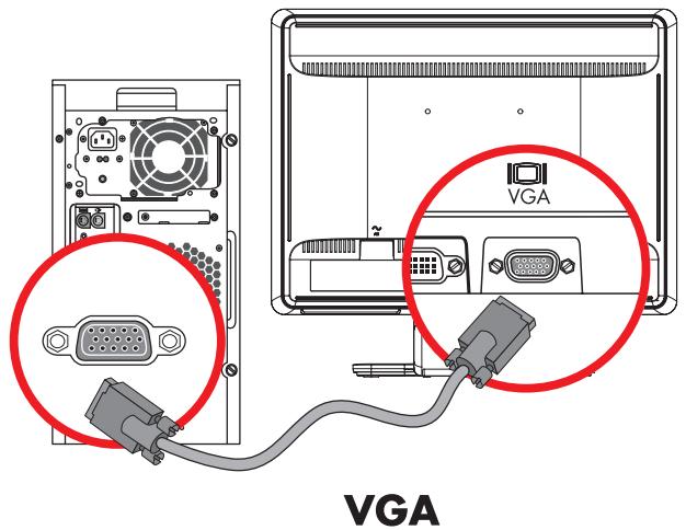 COMPAQ W2558HC - Connecting the VGA (Analog) or DVI-D (Digital) Cable - 1