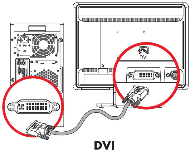 COMPAQ W2558HC - Connecting the VGA (Analog) or DVI-D (Digital) Cable - 2