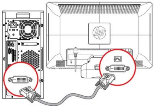 COMPAQ 2010 - To connect the DVI-D cable (provided with select models) - 2