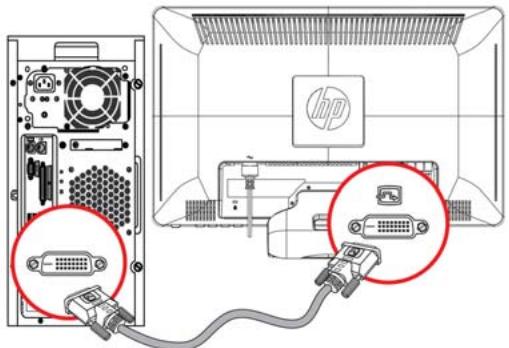 COMPAQ 2210 - To connect the DVI-D cable (provided with select models) - 2