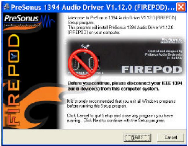 PRESONUS FIREPOD - WINDOWS XP INSTALLATION DETAILS - 1