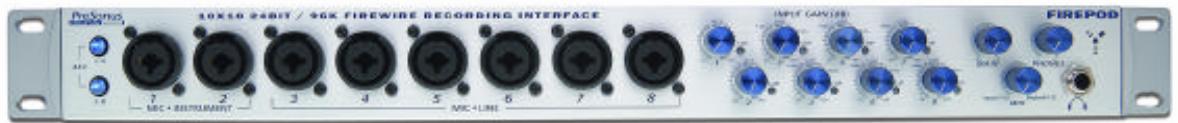 PRESONUS FIREPOD - FRONT PANEL LAYOUT AND DESCRIPtIons - 1