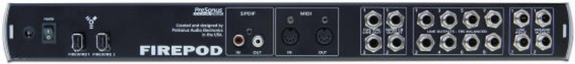 PRESONUS FIREPOD - BACK PANEL LAYOUT AND DESCRIPATIONS - 1