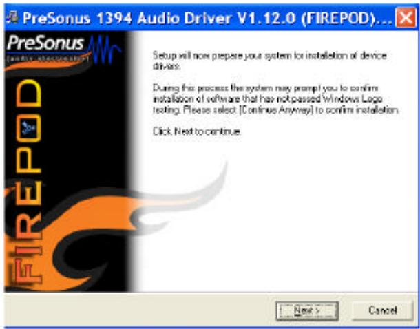 PRESONUS FIREPOD - WINDOWS XP INSTALLATION DETAILS - 3