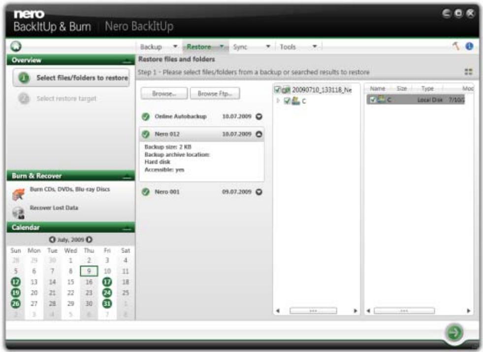 NERO BACKITUP AND BURN - Restore With Nero BackItUp - 1