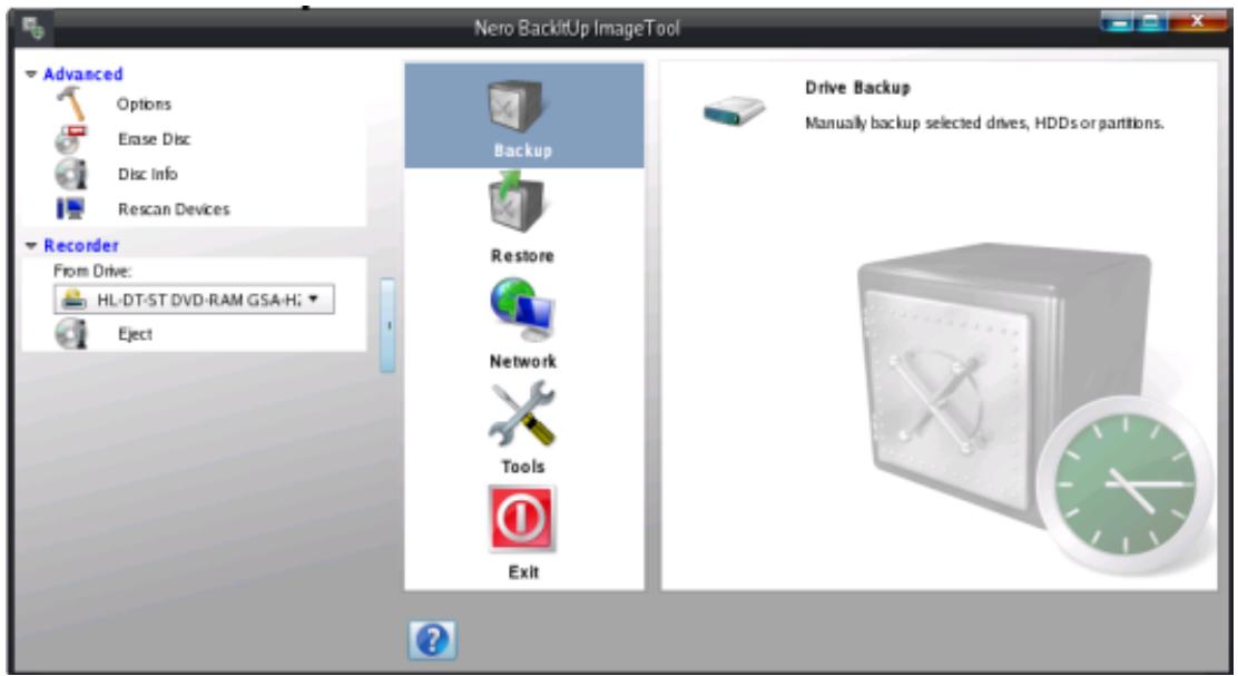 NERO BACKITUP AND BURN - User Interface - 1