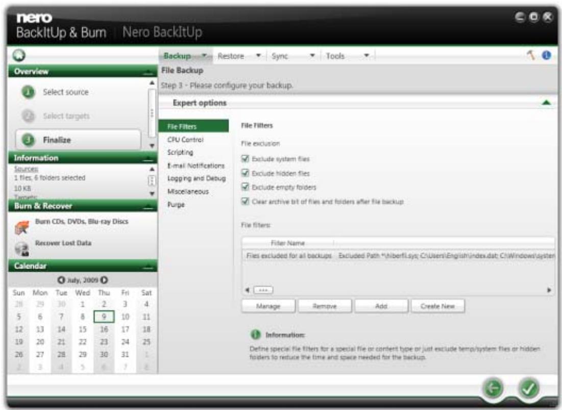 NERO BACKITUP AND BURN - Backup And Restore Expert Options Overview - 1