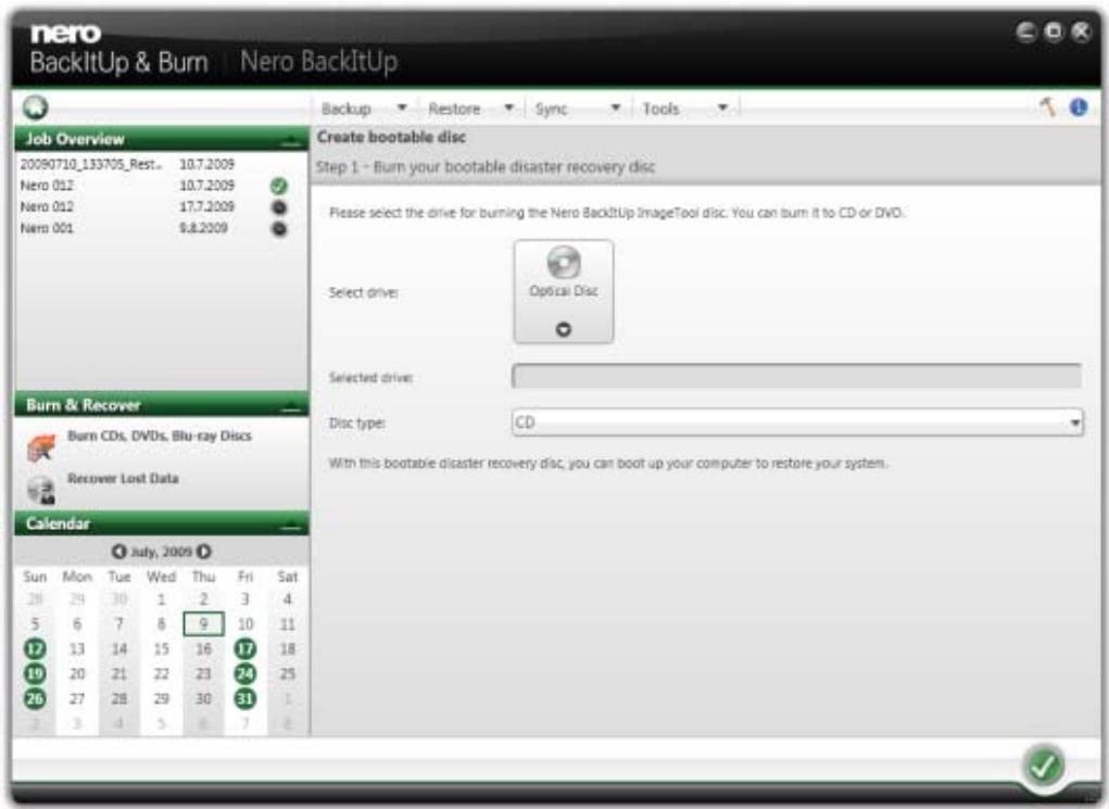 NERO BACKITUP AND BURN - Creating Bootable Nero BackItUp ImageTool - 1