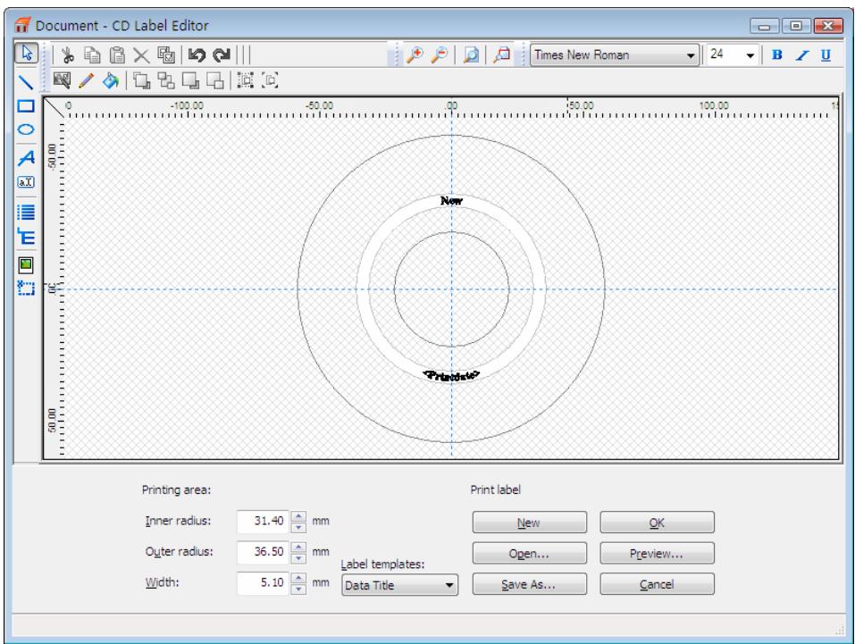 NERO BURNING ROM - CD Label Editor Window - 2