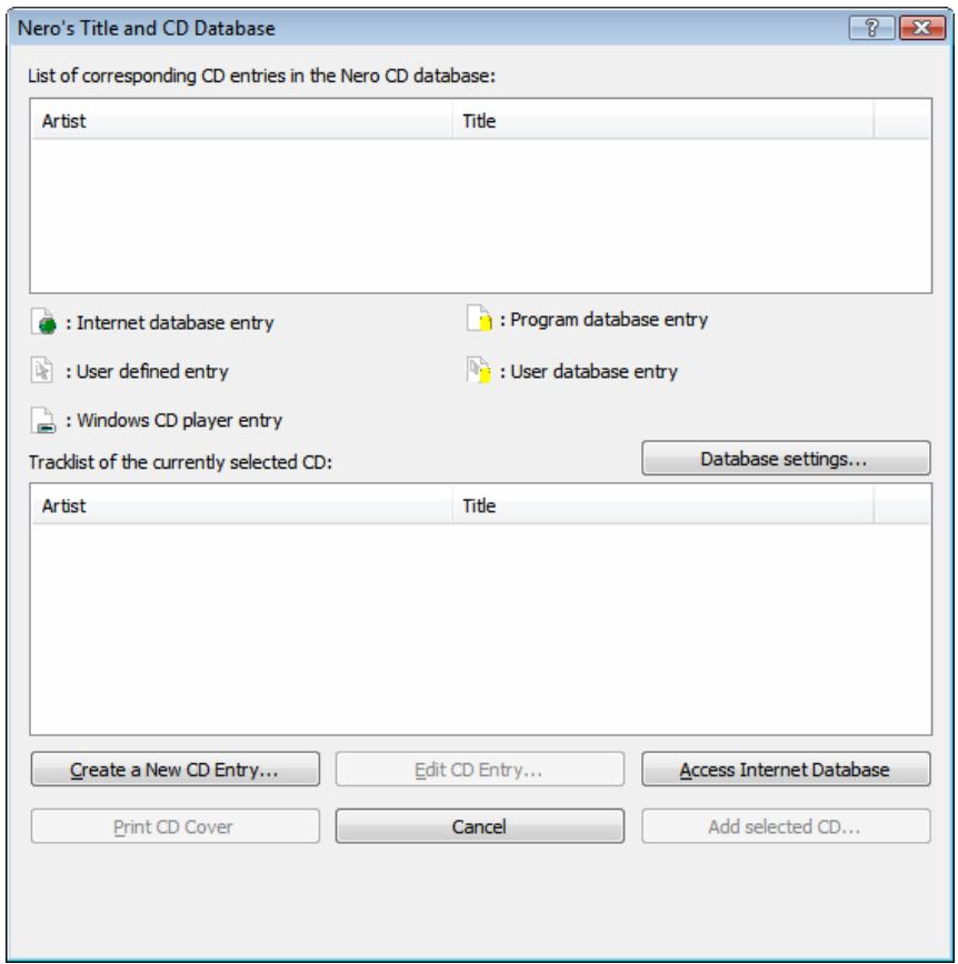 NERO BURNING ROM - Nero's Title and CD Database Window - 2