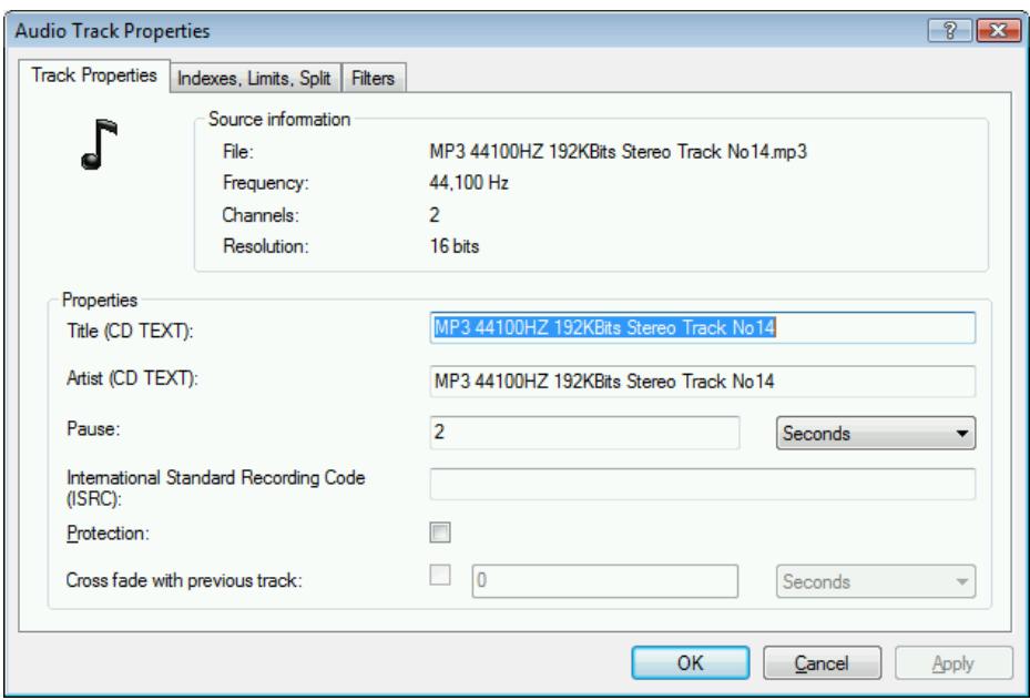 NERO BURNING ROM - Track Properties Tab - 1