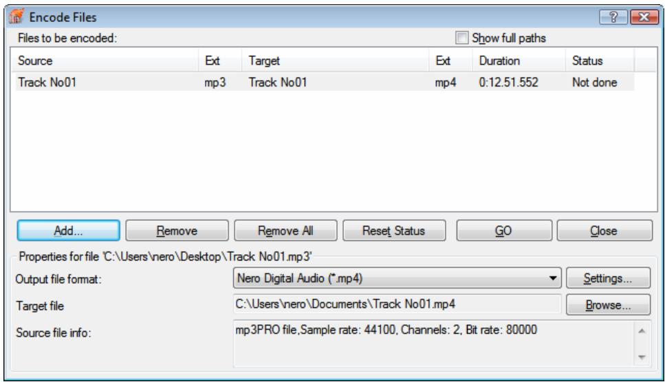 NERO BURNING ROM - Encode Files Window - 1