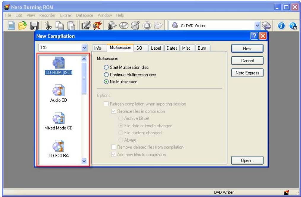 NERO BURNING ROM 6 - Creating a compilation, and burning and printing LightScribe labels - 2
