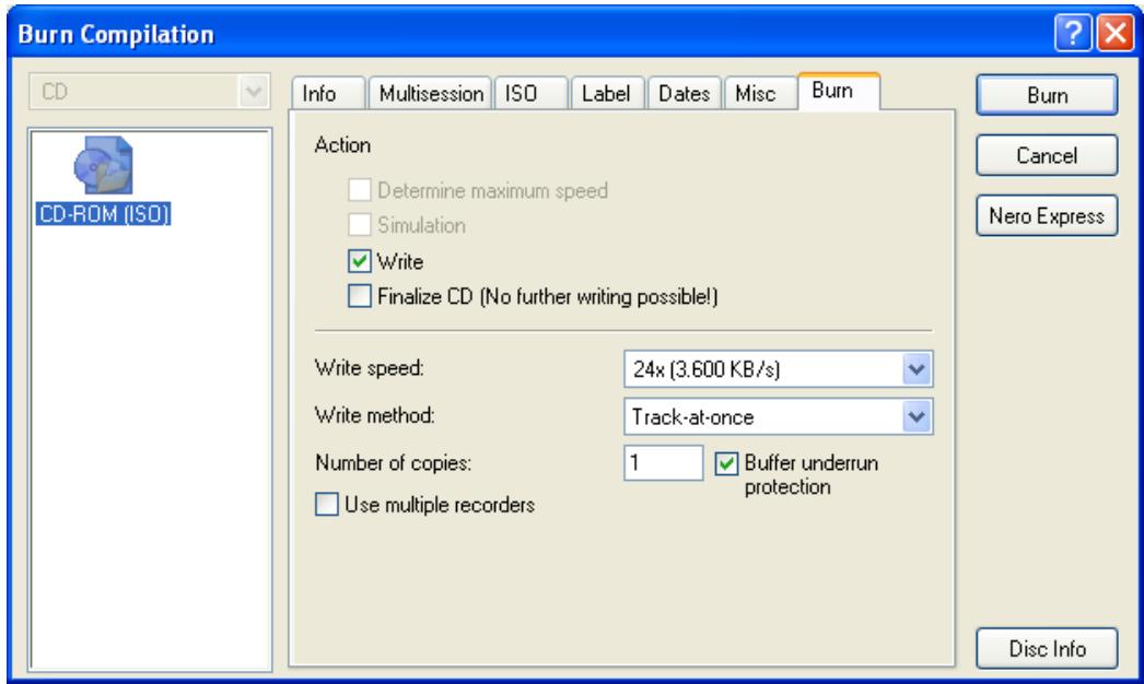 NERO BURNING ROM 6 - The Burn tab - 1